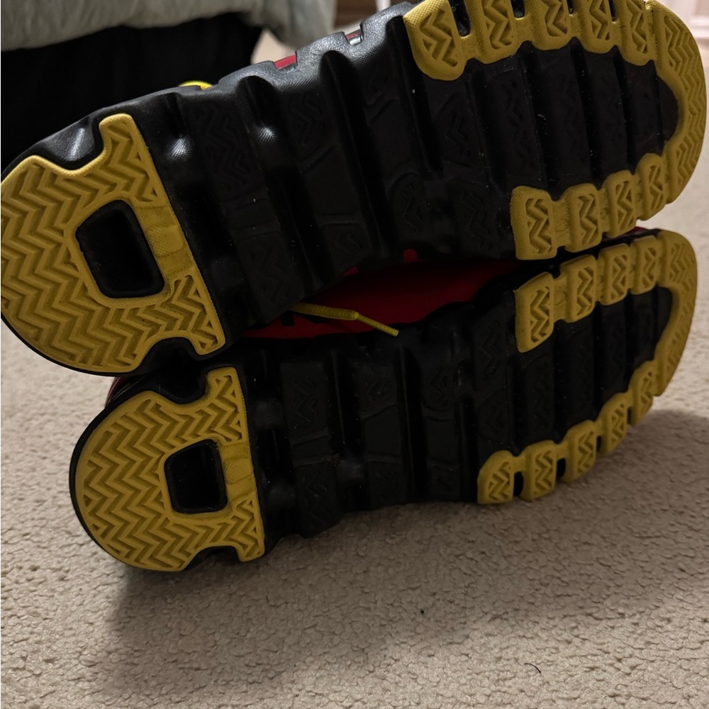 Custom Reebok Red and Yellow Geometric High-Tops - Picture 4 of 5